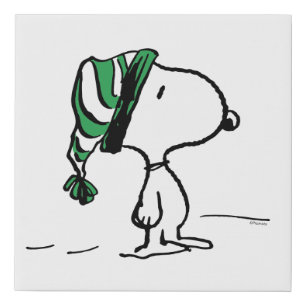 Peanuts   Snoopy Green Snow Cap Faux Canvas Print