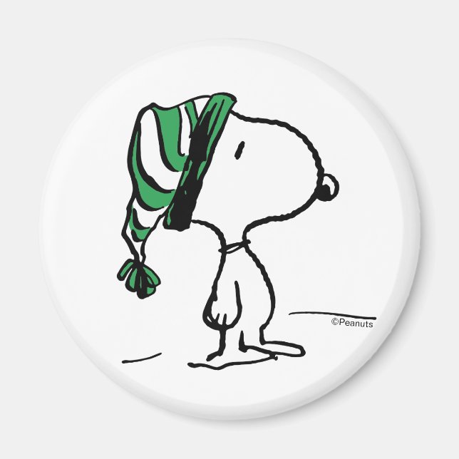 Peanuts | Snoopy Green Snow Cap Magnet (Front)