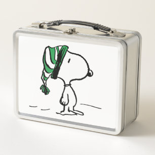 Peanuts   Snoopy Green Snow Cap Metal Lunch Box