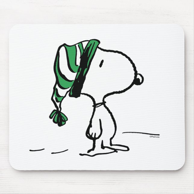 Peanuts | Snoopy Green Snow Cap Mouse Mat (Front)