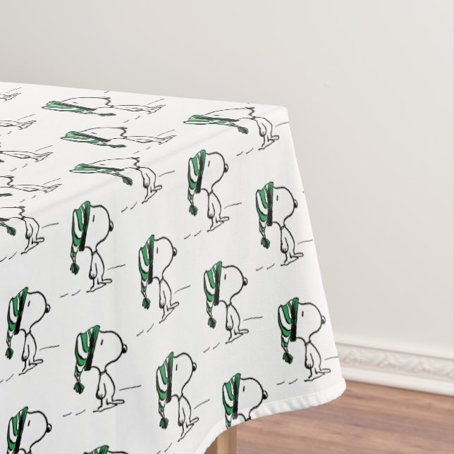 Peanuts | Snoopy Green Snow Cap Tablecloth (In Situ)