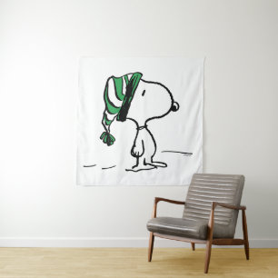 Peanuts   Snoopy Green Snow Cap Tapestry