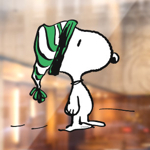 Peanuts   Snoopy Green Snow Cap Window Cling