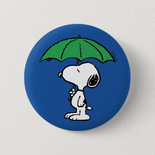 Peanuts   Snoopy Green Umbrella 6 Cm Round Badge