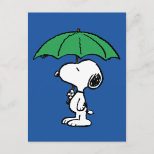 Peanuts   Snoopy Green Umbrella Postcard