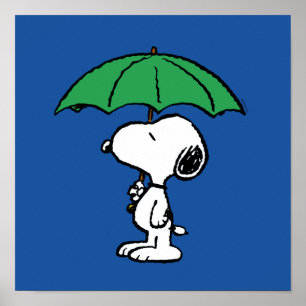 Peanuts Snoopy Green Umbrella Poster