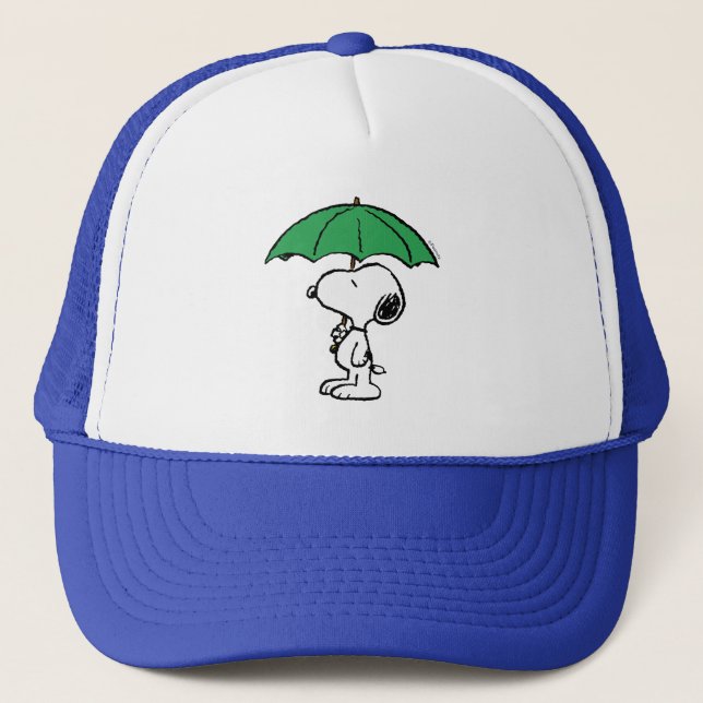 Peanuts | Snoopy Green Umbrella Trucker Hat (Front)