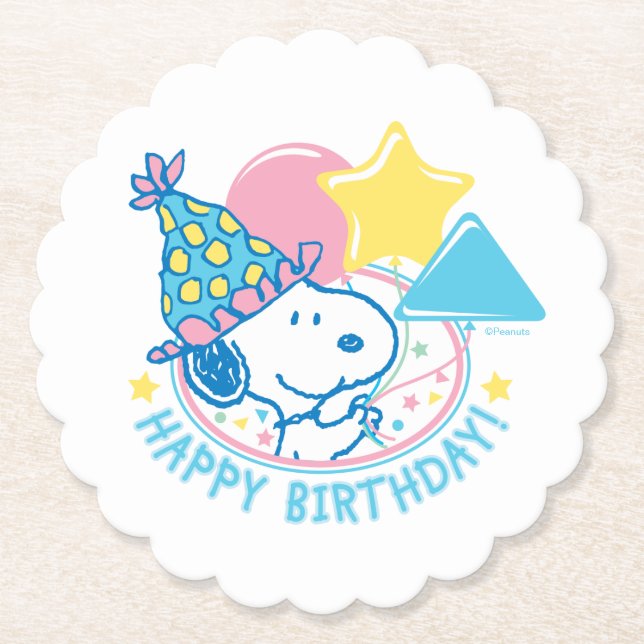 PEANUTS | Snoopy Happy Birthday Balloons Paper Coaster (Front)