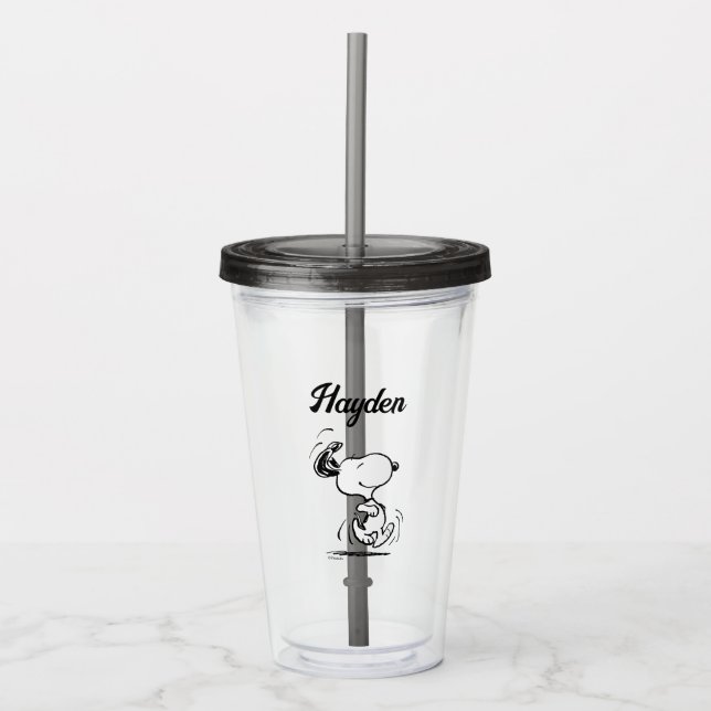 Peanuts | Snoopy Happy Dance | Add Your Name Acrylic Tumbler (Front)