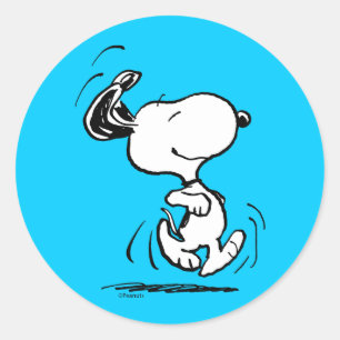 Peanuts   Snoopy Happy Dance Classic Round Sticker