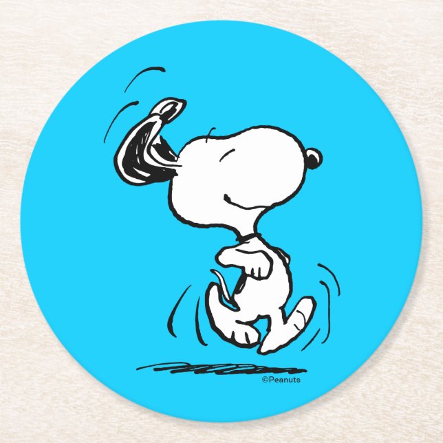 Peanuts | Snoopy Happy Dance Round Paper Coaster (Front)