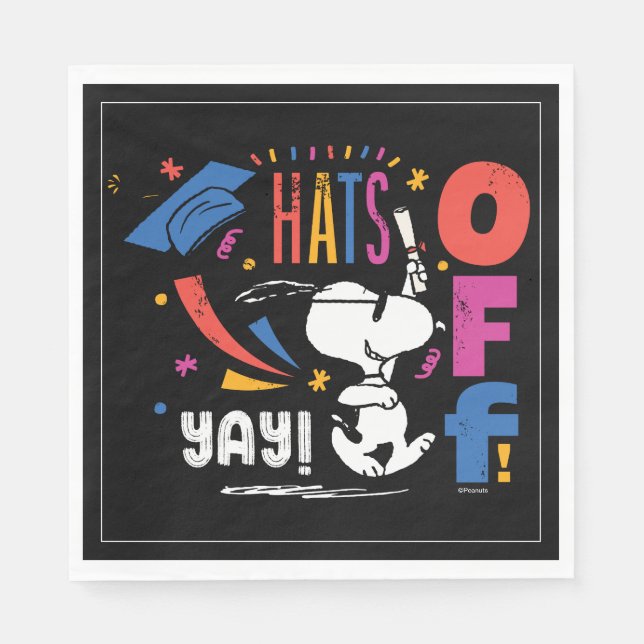 Peanuts Snoopy Hats Off To You Graduation Congrats Napkin (Front)
