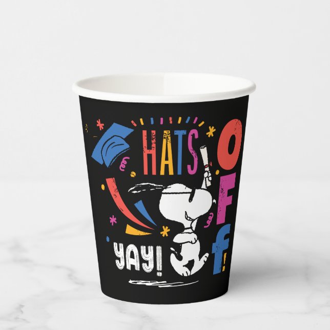 Peanuts Snoopy Hats Off To You Graduation Congrats Paper Cups (Left)