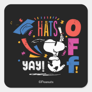 Peanuts Snoopy Hats Off To You Graduation Congrats Square Sticker
