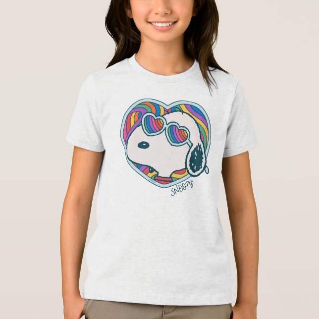 Peanuts | Snoopy Heart Rainbow Tri-Blend Shirt (Front)