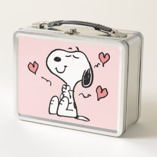 Peanuts   Snoopy Hearts Metal Lunch Box