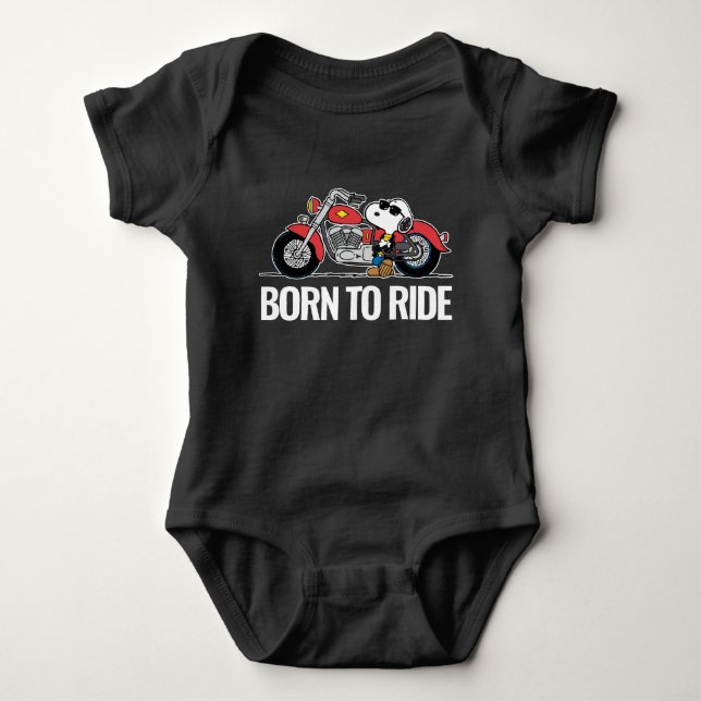Peanuts | Snoopy & His Motorcycle Baby Bodysuit (Front)