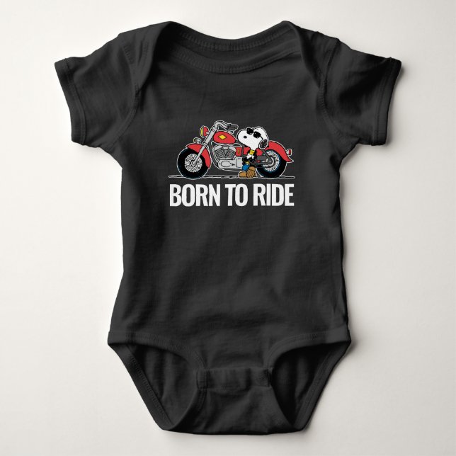 Peanuts | Snoopy & His Motorcycle Baby Bodysuit (Front)