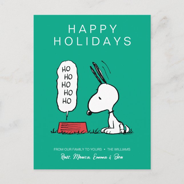 Peanuts | Snoopy Ho Ho Ho Food Dish Holiday Postcard (Front)