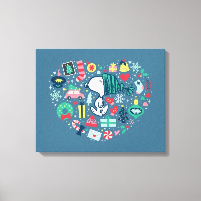 Peanuts | Snoopy Holiday Happiness Heart Canvas Print (Front)