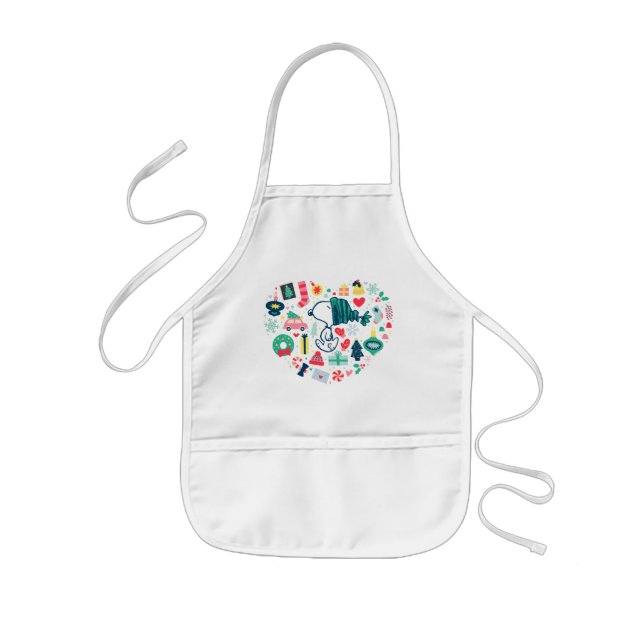Peanuts | Snoopy Holiday Happiness Heart Kids Apron (Front)