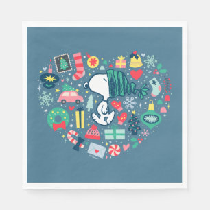 Peanuts Snoopy Holiday Happiness Heart Napkin