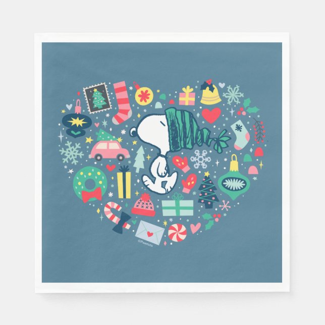 Peanuts | Snoopy Holiday Happiness Heart Napkin (Front)