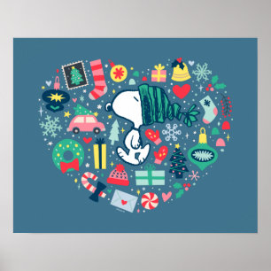 Peanuts Snoopy Holiday Happiness Heart Poster