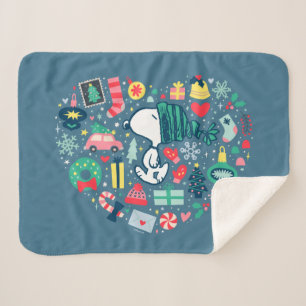 Peanuts   Snoopy Holiday Happiness Heart Sherpa Blanket