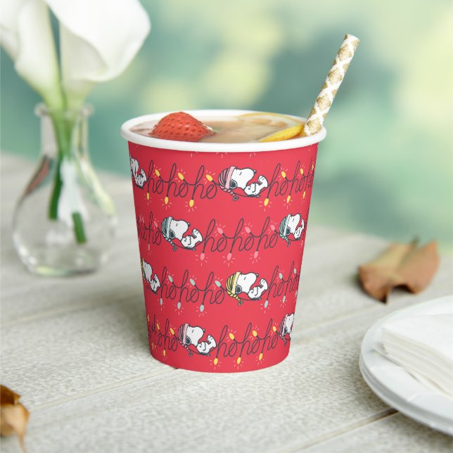 Peanuts | Snoopy Holiday Ho Ho Ho Holiday Pattern Paper Cups (Insitu)