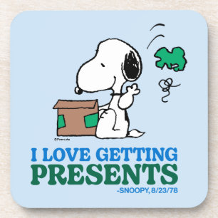 Peanuts Snoopy I Love Getting Presents Coaster