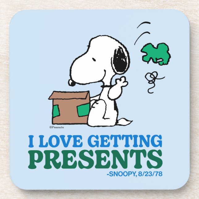Peanuts | Snoopy I Love Getting Presents Coaster (Front)