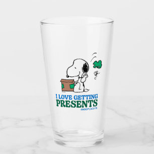 Peanuts Snoopy I Love Getting Presents Glass