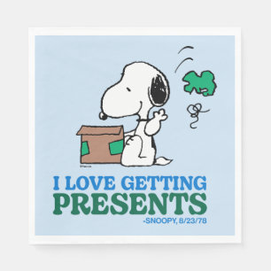 Peanuts   Snoopy I Love Getting Presents Napkin