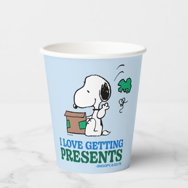 Peanuts | Snoopy I Love Getting Presents Paper Cups (Front)
