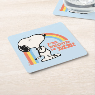 Peanuts   Snoopy I'm Proud of Me Square Paper Coaster