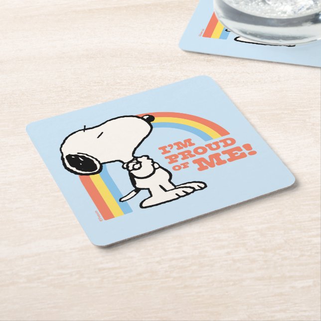 Peanuts | Snoopy I'm Proud of Me Square Paper Coaster (Angled)