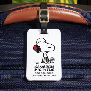 Peanuts   Snoopy in Headsets Luggage Tag