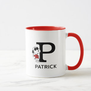 Peanuts   Snoopy "Joe Cool"   Name & Monogram P Mug