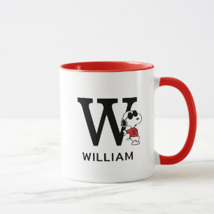 Peanuts   Snoopy "Joe Cool"   Name & Monogram W Mug