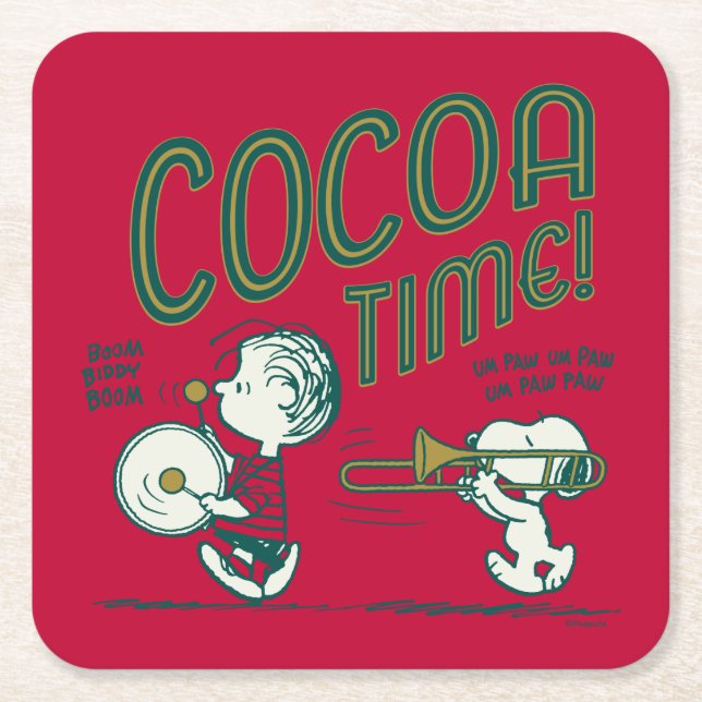 Peanuts | Snoopy & Linus Cocoa Time Square Paper Coaster (Front)
