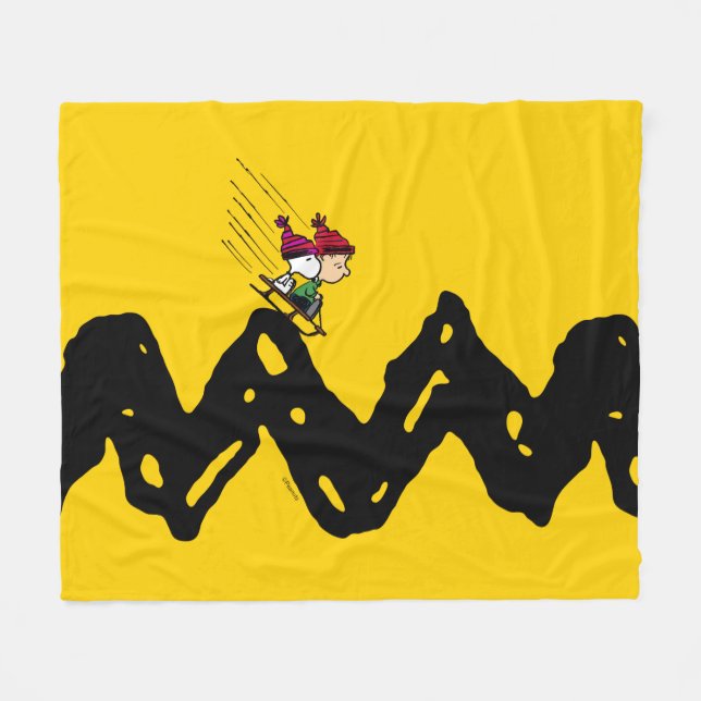 Peanuts | Snoopy & Linus Sled Ride Fleece Blanket (Front (Horizontal))