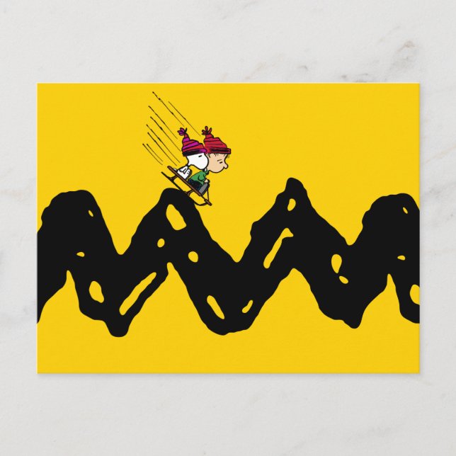 Peanuts | Snoopy & Linus Sled Ride Postcard (Front)