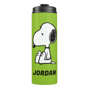 Peanuts   Snoopy Looking Down   Add Your Name Thermal Tumbler