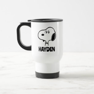 Peanuts   Snoopy Looks   Add Your Name Travel Mug