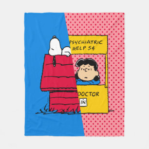Peanuts   Snoopy & Lucy Half & Half Fleece Blanket