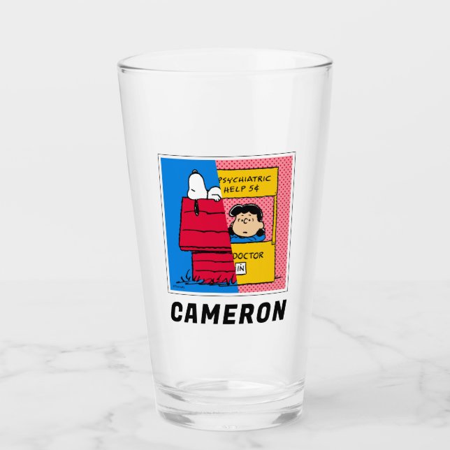 Peanuts | Snoopy & Lucy Half & Half Glass (Front)