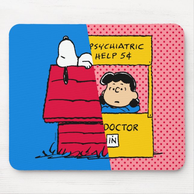 Peanuts | Snoopy & Lucy Half & Half Mouse Mat (Front)