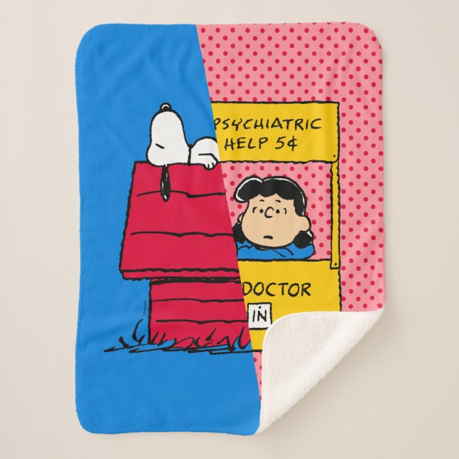 Peanuts | Snoopy & Lucy Half & Half Sherpa Blanket (Front)