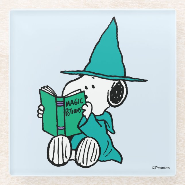 Peanuts Snoopy Magic Potions Halloween Glass Coaster (Front)